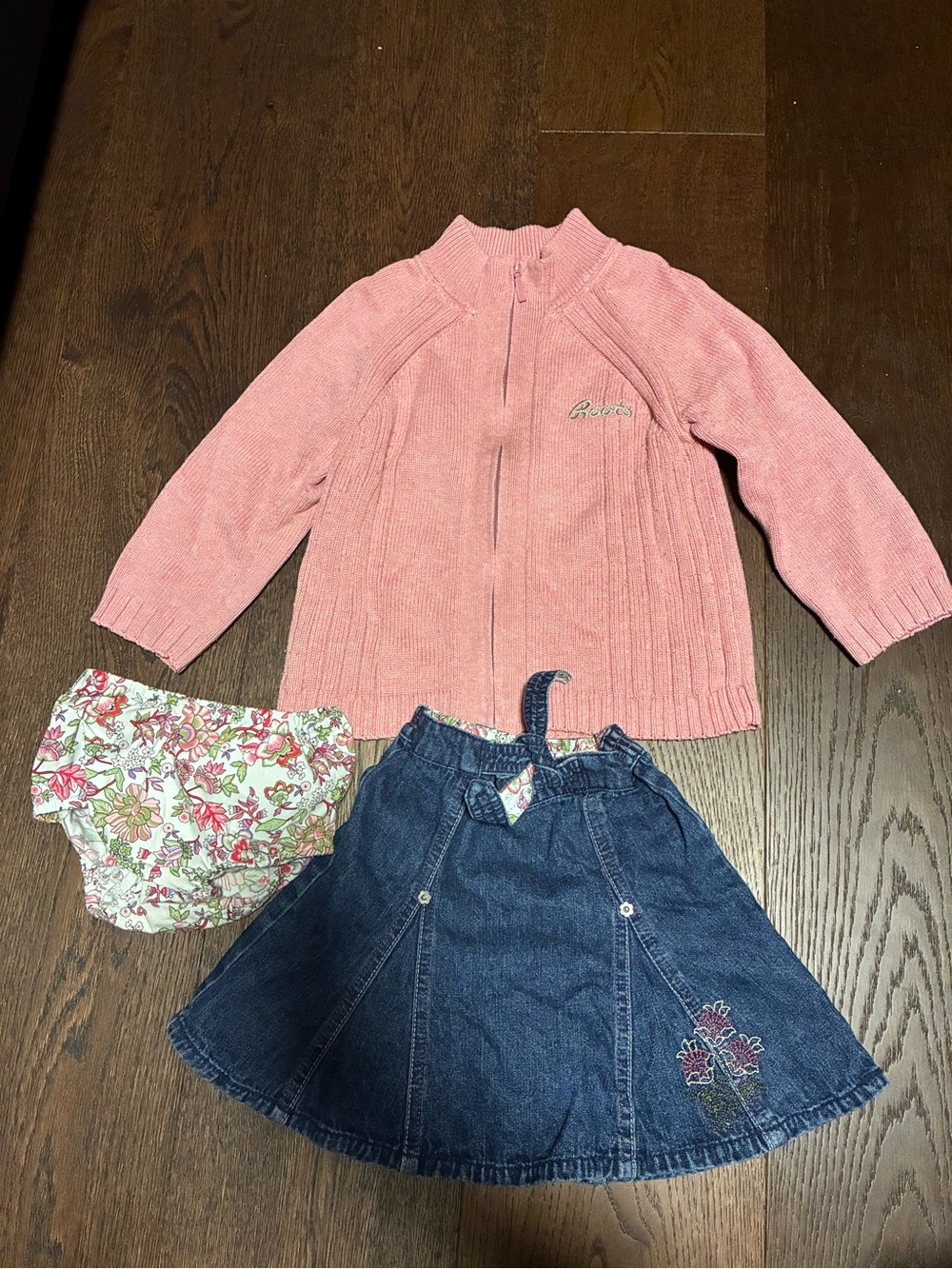 Roots Set Sweater and Denim Skirt